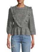 Cable-knit Peplum Cotton-blend