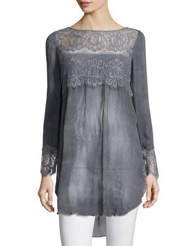Luspra Long-sleeve Lace-embellished Top,
