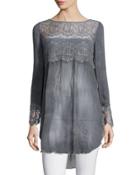 Luspra Long-sleeve Lace-embellished Top,