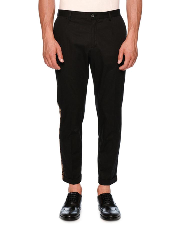 Leopard-stripe Chino Tuxedo Pants
