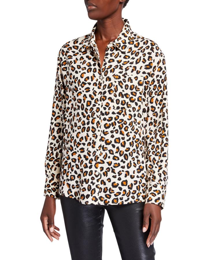 Olivine Leopard Button-down Long-sleeve