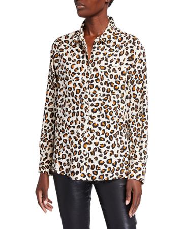 Olivine Leopard Button-down Long-sleeve