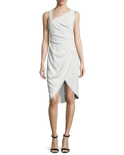 Sleeveless Tulip-hem Sheath Dress, Dark Bone