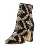 Isola Embroidered Velvet Bootie