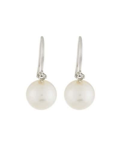 14k Pearl & Diamond Drop Earrings