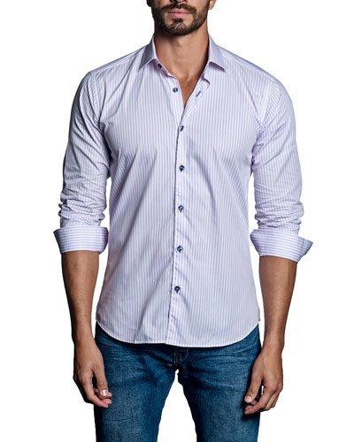 Striped Sport Shirt, White/pink