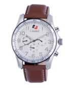44mm Men's Buffalo Chronograph Leather Watch, Brown