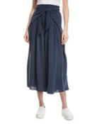Cropped Pants With Sarong Waist Detail