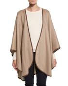 Leather-trim Cashmere Cape