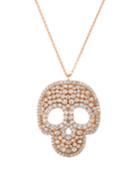 Chunky Cubic Zirconia Skull Pendant Necklace, Rose