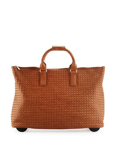 Laney Woven Faux-leather Rolling Bag