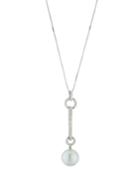 18k Diamond & Pearl Pendant Necklace