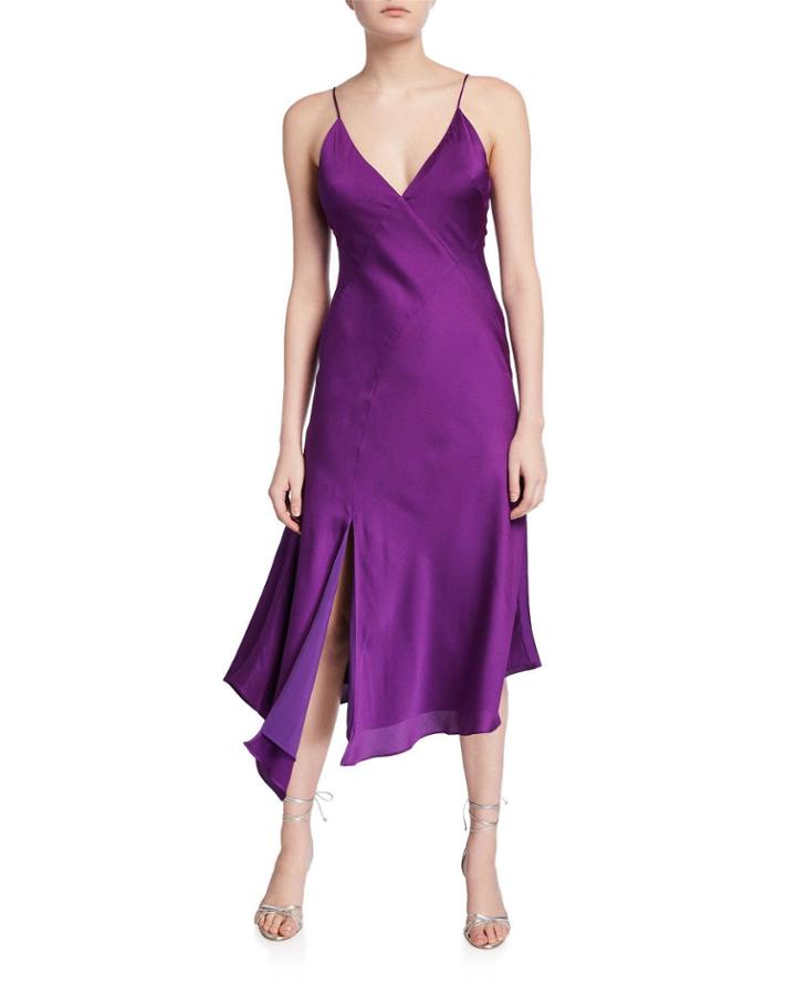 Infinity V-neck Midi Slip Dress, Purple