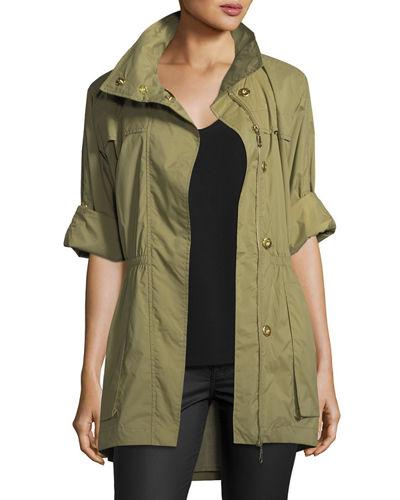 Roll-sleeve Hooded Anorak Jacket