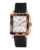 Bari Tortoise Limited Edition Diamond Suede Strap Watch, Black/rose