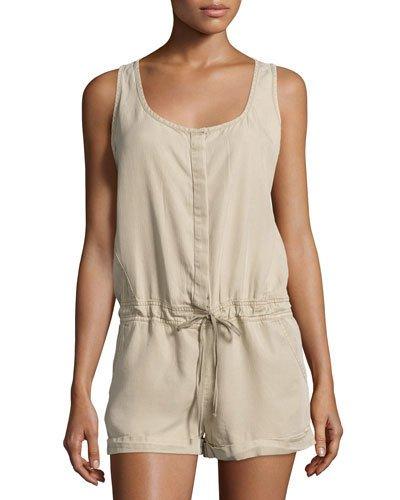 Vieja Button-front Drawstring Romper,