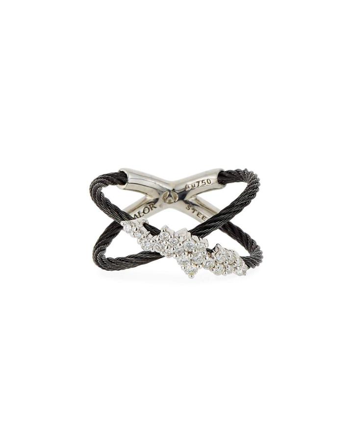 Crisscross Multi-diamond Ring, Black,