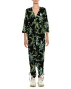 Birds Of Paradise V-neck Drawstring-hem Jumpsuit