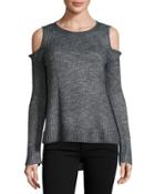 Cold-shoulder Knit Sweater, Heather Gray