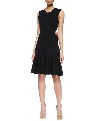 Cutout Flare Dress, Black