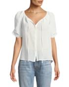 Berkley Flutter-sleeve Button-front Blouse