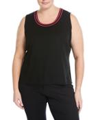 Contrast-neck Knit Tank Top, Black/red