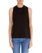 Sleeveless Knot-back Cotton T-shirt