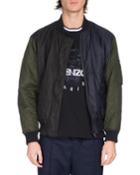 Quilted Colorblock Bomber Jacket, Navy