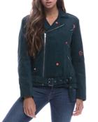 Floral Embroidered Motorcycle Jacket
