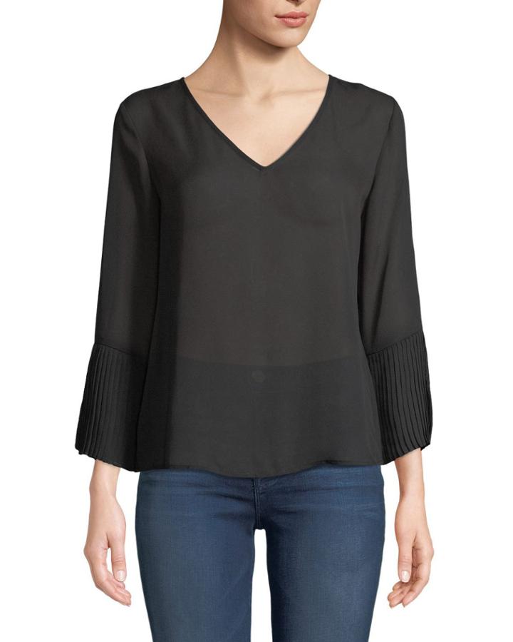 3/4 Pleated-sleeve Blouse