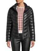 Packable Chevron Down-fill Hooded Puffer Jacket