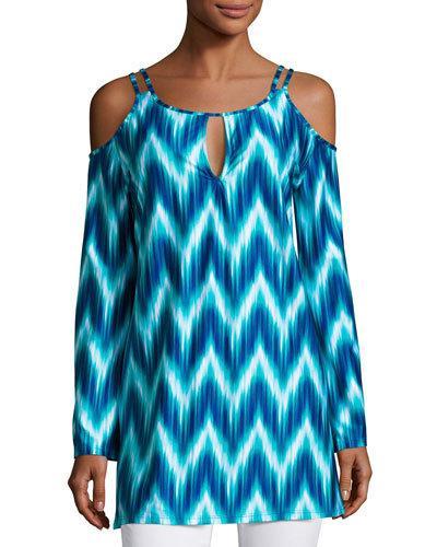 New Wave Cold-shoulder Tunic, Navy