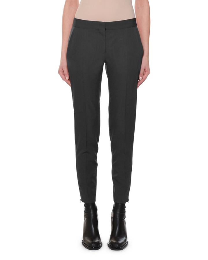 Flat-front Slim-leg Ankle Pants
