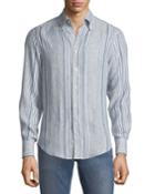 Leisure-fit Shadow-striped Linen/silk
