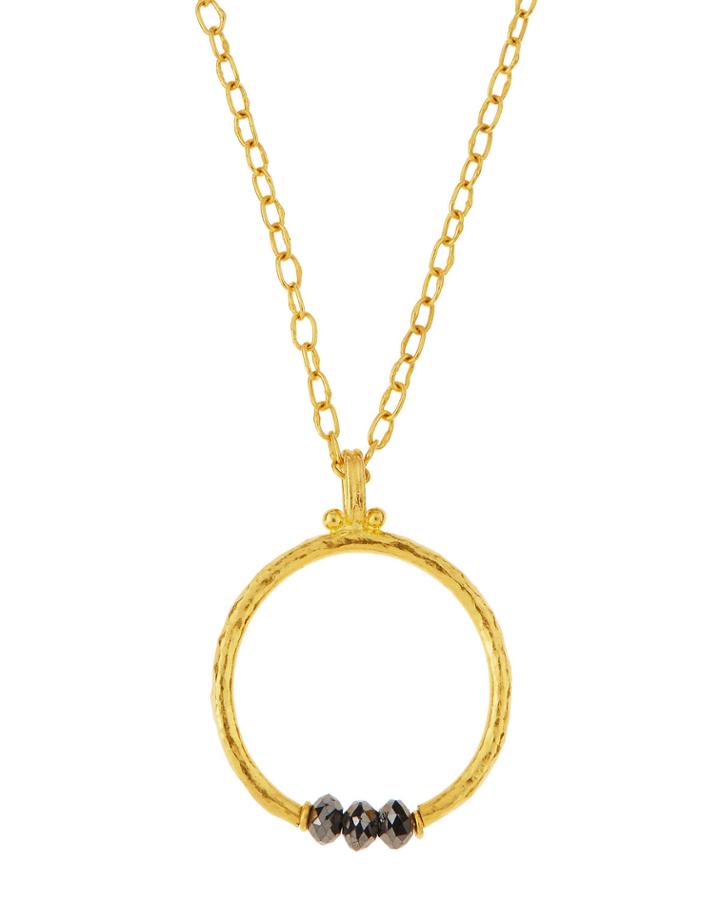 Gurhan 24k Glow Black Diamond Hoop Pendant Necklace, Women's