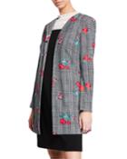 Plaid & Floral Print Topper Jacket