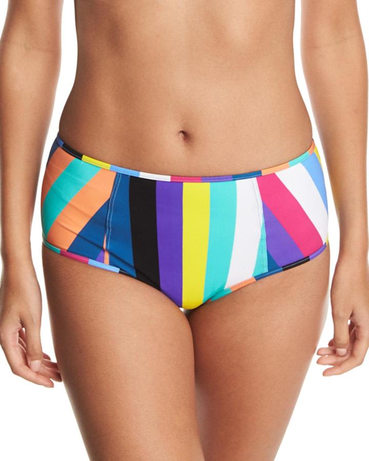 High-waist Striped Swim Bikini Bottoms