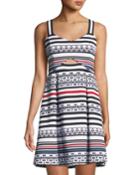 Geometric Striped Fit & Flare Dress