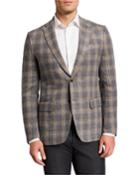 Men's Glen Check Wool-cashmere Blazer, Gray