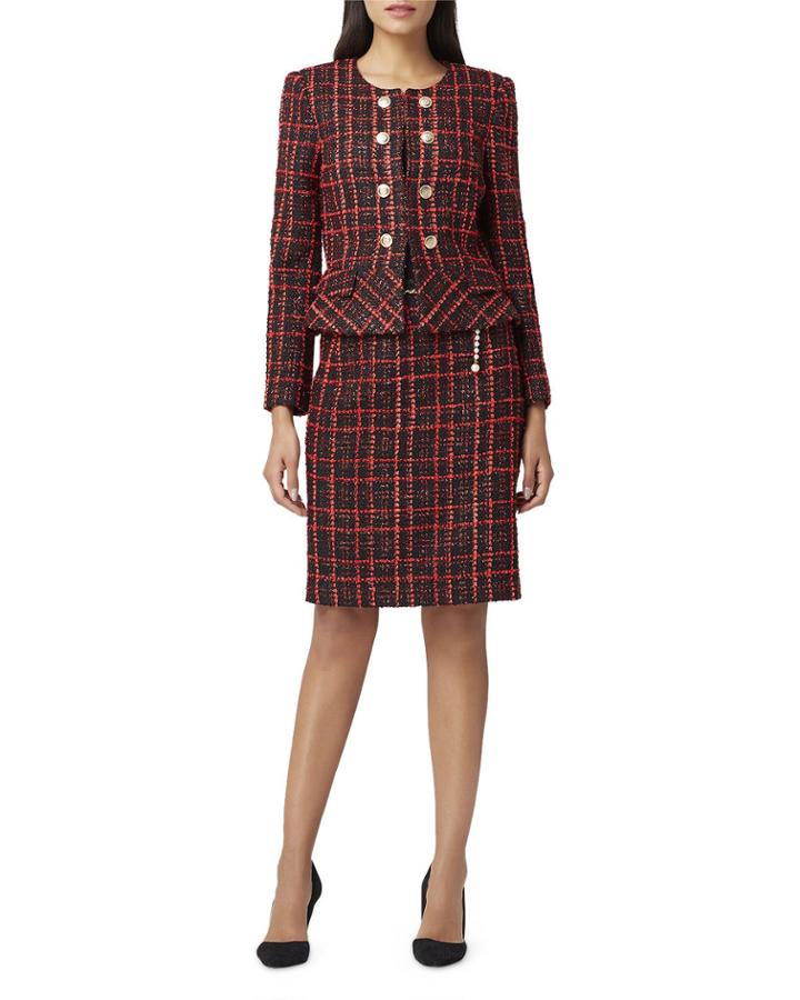 Plaid Faux Double-breasted Jacket