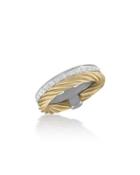 Micro-cable Pave Diamond Double-band Ring, Yellow,