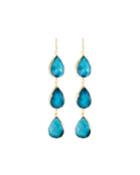 Triple Teardrop Drop Earrings, Teal