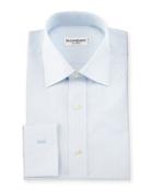 Micro-check Long-sleeve Dress Shirt, White/blue