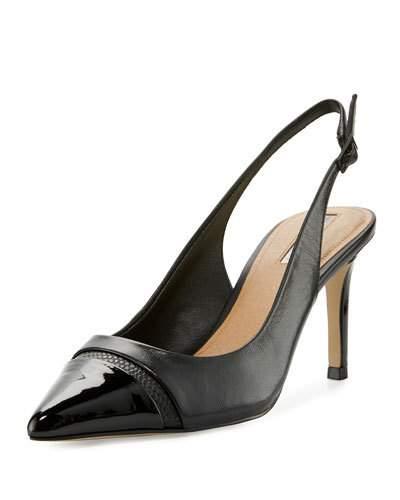 Podium Cap-toe Slingback Pump, Black