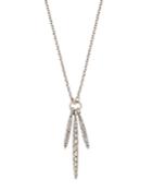 Whisper 18k White Gold Diamond Pave 3-stick Pendant Necklace