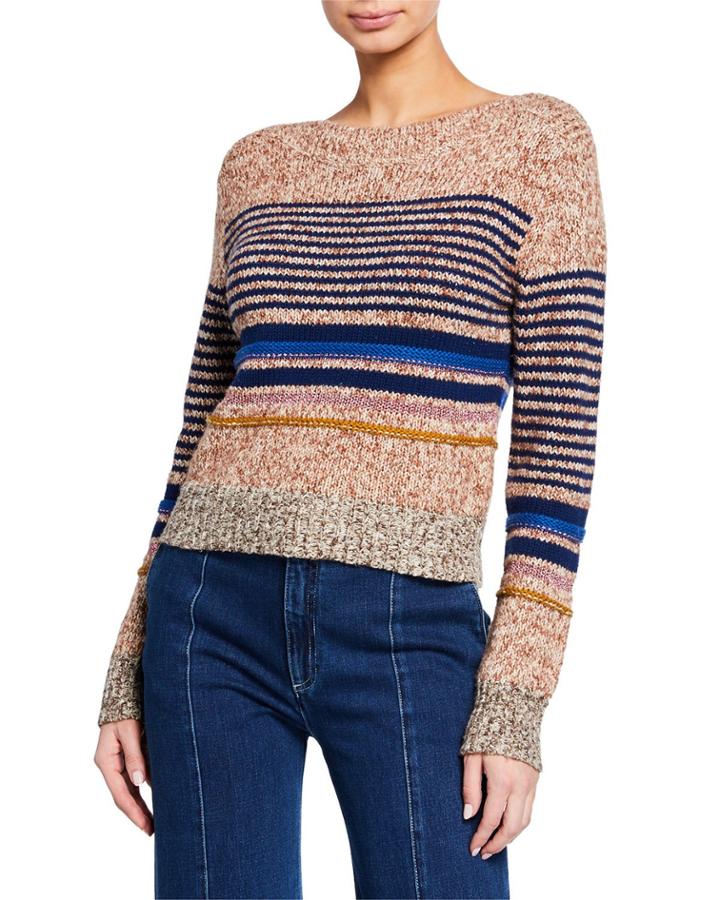 Striped Wool-blend Crewneck