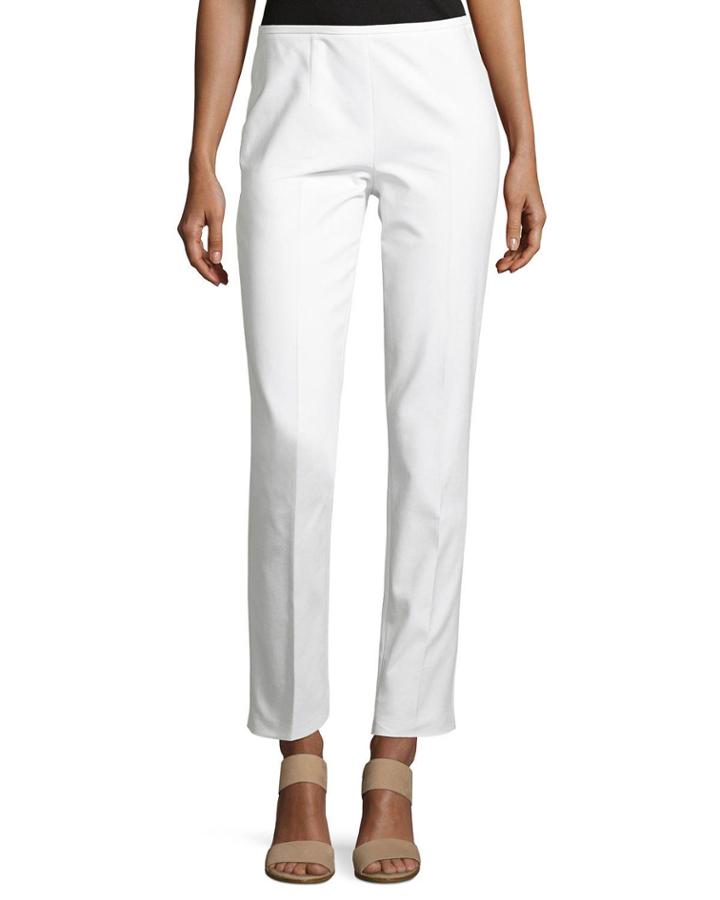 Broadcloth Straight-leg Pants, White