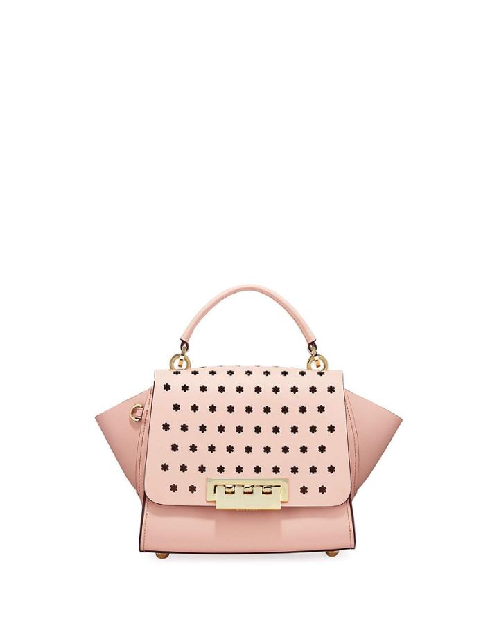 Eartha Floral-perforated Leather Crossbody Bag, Rose