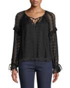 Leigh Embroidered-chiffon Peasant Blouse