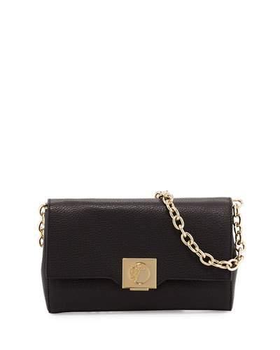 Thin Leather Crossbody Bag, Black